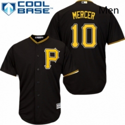 Mens Majestic Pittsburgh Pirates 10 Jordy Mercer Replica Black Alternate Cool Base MLB Jersey 