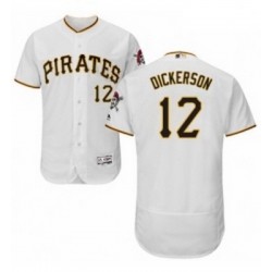 Mens Majestic Pittsburgh Pirates 12 Corey Dickerson White Home Flex Base Authentic Collection MLB Jersey