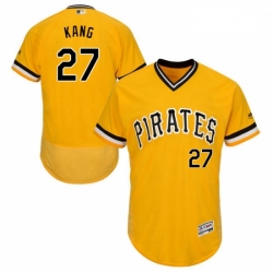 Mens Majestic Pittsburgh Pirates 27 Jung ho Kang Gold Alternate Flex Base Authentic Collection MLB Jersey