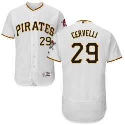 Mens Majestic Pittsburgh Pirates 29 Francisco Cervelli White Home Flex Base Authentic Collection MLB Jersey