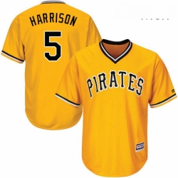 Mens Majestic Pittsburgh Pirates 5 Josh Harrison Replica Gold Alternate Cool Base MLB Jersey