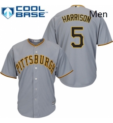 Mens Majestic Pittsburgh Pirates 5 Josh Harrison Replica Grey Road Cool Base MLB Jersey