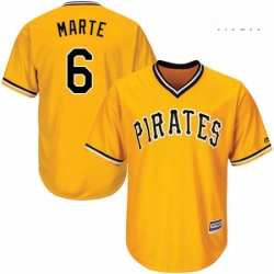 Mens Majestic Pittsburgh Pirates 6 Starling Marte Replica Gold Alternate Cool Base MLB Jersey