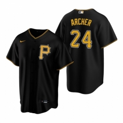 Mens Nike Pittsburgh Pirates 24 Chris Archer Black Alternate Stitched Baseball Jersey