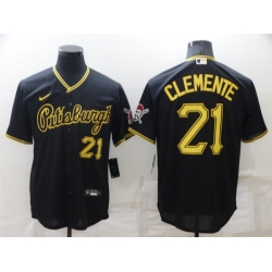 Men's Pittsburgh Pirates #21 Roberto Clemente Black Cool Base Stitched Jersey