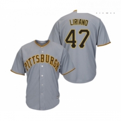 Mens Pittsburgh Pirates 47 Francisco Liriano Replica Grey Road Cool Base Baseball Jersey 