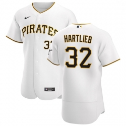 Pittsburgh Pirates 32 Geoff Hartlieb Men Nike White Home 2020 Authentic Player MLB Jersey