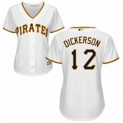 Womens Majestic Pittsburgh Pirates 12 Corey Dickerson Replica White Home Cool Base MLB Jersey 