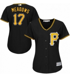 Womens Majestic Pittsburgh Pirates 17 Austin Meadows Replica Black Alternate Cool Base MLB Jersey 