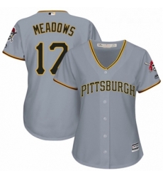 Womens Majestic Pittsburgh Pirates 17 Austin Meadows Replica Grey Road Cool Base MLB Jersey 