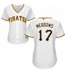 Womens Majestic Pittsburgh Pirates 17 Austin Meadows Replica White Home Cool Base MLB Jersey 