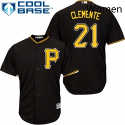 Womens Majestic Pittsburgh Pirates 21 Roberto Clemente Replica Black Alternate Cool Base MLB Jersey