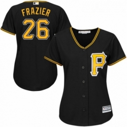 Womens Majestic Pittsburgh Pirates 26 Adam Frazier Replica Black Alternate Cool Base MLB Jersey 