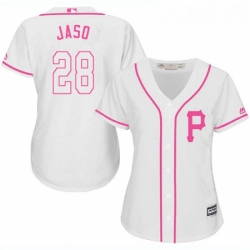 Womens Majestic Pittsburgh Pirates 28 John Jaso Authentic White Fashion Cool Base MLB Jersey