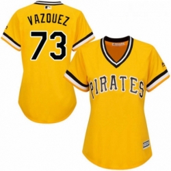 Womens Majestic Pittsburgh Pirates 73 Felipe Vazquez Authentic Gold Alternate Cool Base MLB Jersey 