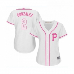 Womens Pittsburgh Pirates 2 Erik Gonzalez Replica White Fashion Cool Base Baseball Jersey 