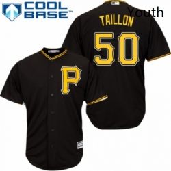 Youth Majestic Pittsburgh Pirates 50 Jameson Taillon Authentic Black Alternate Cool Base MLB Jersey 