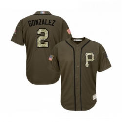 Youth Pittsburgh Pirates 2 Erik Gonzalez Authentic Green Salute to Service Baseball Jersey 