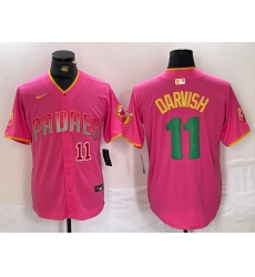 Men San Diego Padres 11 Yu Darvish Pink Cool Base Stitched Baseball Jersey 1