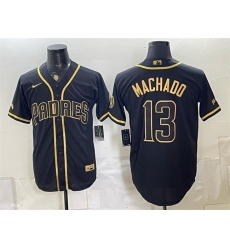 Men San Diego Padres 13 Manny Machado Black Gold With Patch Stitched Baseball Jersey Men San Diego Padres 13 Manny Machado Black Gold With Patch Stitched Baseball Jersey