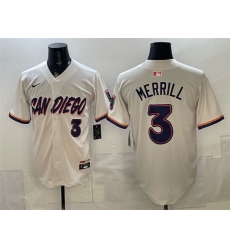 Men San Diego Padres  3 Jackson Merrill Cream 2026 City Connect Stadium Stitched Baseball Jersey