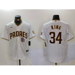 Men San Diego Padres 34 Michael King White Cool Base Stitched Baseball Jersey 3