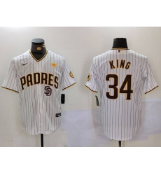 Men San Diego Padres 34 Michael King White With PS Patch Cool Base Stitched