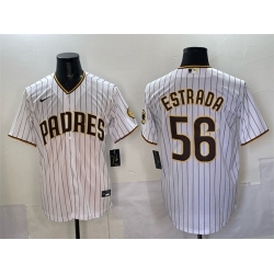 Men San Diego Padres 56 Jeremiah Estrada White Cool Base Stitched Baseball Jersey Men San Diego Padres 56 Jeremiah Estrada White Cool Base Stitched Baseball Jersey