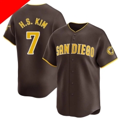 Men San Diego Padres 7 Ha Seong Kim Brown Cool Base Stitched Jersey