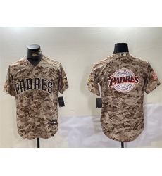 Men San Diego Padres Tan Camo Team Big Logo Cool Base Stitched Baseball Jersey