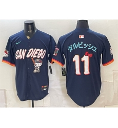 Men San Diego Padres X Hello Kitty 11 Obsidian 2026 City Connect Stadium Stitched Baseball Jersey Men San Diego Padres X Hello Kitty 11 Obsidian 2026 City Connect Stadium Stitched Baseball Jersey