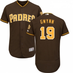 Mens Majestic San Diego Padres 19 Tony Gwynn Brown Alternate Flex Base Authentic Collection MLB Jersey