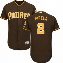 Mens Majestic San Diego Padres 2 Jose Pirela Brown Alternate Flex Base Authentic Collection MLB Jersey