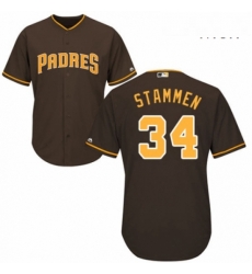 Mens Majestic San Diego Padres 34 Craig Stammen Replica Brown Alternate Cool Base MLB Jersey 