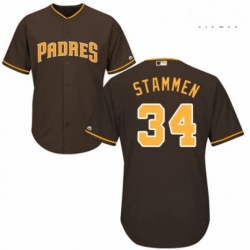 Mens Majestic San Diego Padres 34 Craig Stammen Replica Brown Alternate Cool Base MLB Jersey 