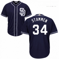 Mens Majestic San Diego Padres 34 Craig Stammen Replica Navy Blue Alternate 1 Cool Base MLB Jersey 