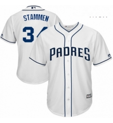 Mens Majestic San Diego Padres 34 Craig Stammen Replica White Home Cool Base MLB Jersey 