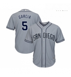 Mens San Diego Padres 5 Greg Garcia Replica Grey Road Cool Base Baseball Jersey 