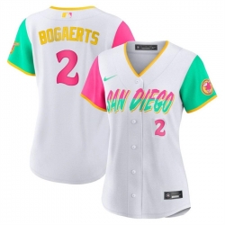 Women San Diego Padres 2 Xander Bogaerts 2022 White City Connect Stitched Baseball Jerseys