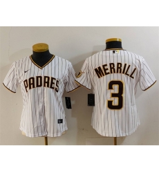 Women San Diego Padres 3 Jackson Merrill White Stitched Baseball Jersey