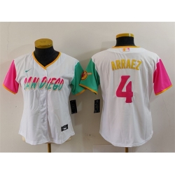 Women San Diego Padres 4 Luis Arraez White City Connect Stitched Baseball Jersey_1