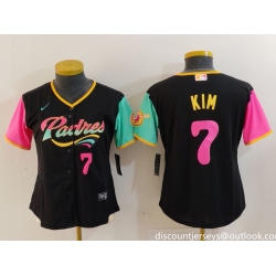 Women San Diego Padres 7 Ha Seong Kim Black City Connect Stitched Baseball Jersey 2