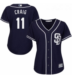 Womens Majestic San Diego Padres 11 Allen Craig Authentic Navy Blue Alternate 1 Cool Base MLB Jersey 