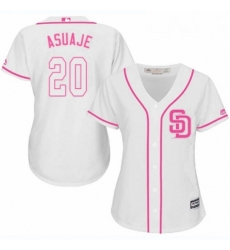 Womens Majestic San Diego Padres 20 Carlos Asuaje Authentic White Fashion Cool Base MLB Jersey 