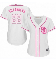 Womens Majestic San Diego Padres 22 Christian Villanueva Authentic White Fashion Cool Base MLB Jersey 