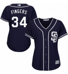 Womens Majestic San Diego Padres 34 Rollie Fingers Replica Navy Blue Alternate 1 Cool Base MLB Jersey