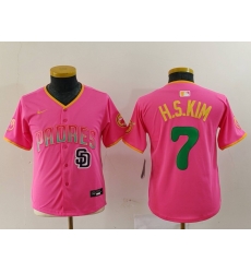 Youth San Diego Padres 7 Ha Seong Kim Pink Stitched Baseball Jersey 4