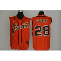 Giants 28 Buster Posey Orange Nike Cool Base Sleeveless Jersey