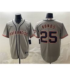 Men San Francisco Giants  25 Barry Bonds Grey Cool Base Stitched Baseball Jersey