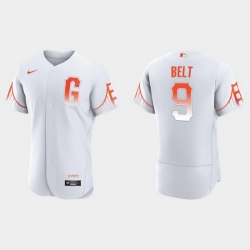 Men San Francisco Giants 9 Brandon Belt Men 2021 City Connect Authentic White Jersey